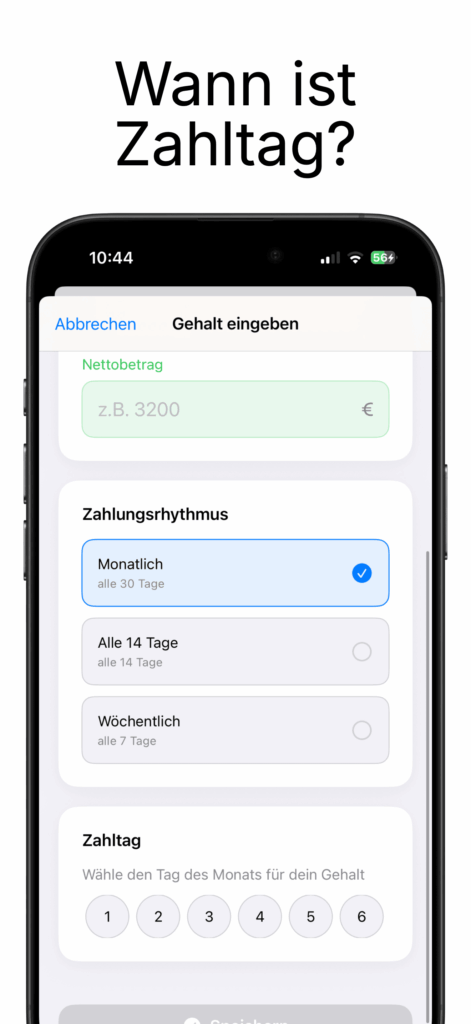 Good Salary Zahltag-Countdown mit Tagen bis zum nächsten Gehalt