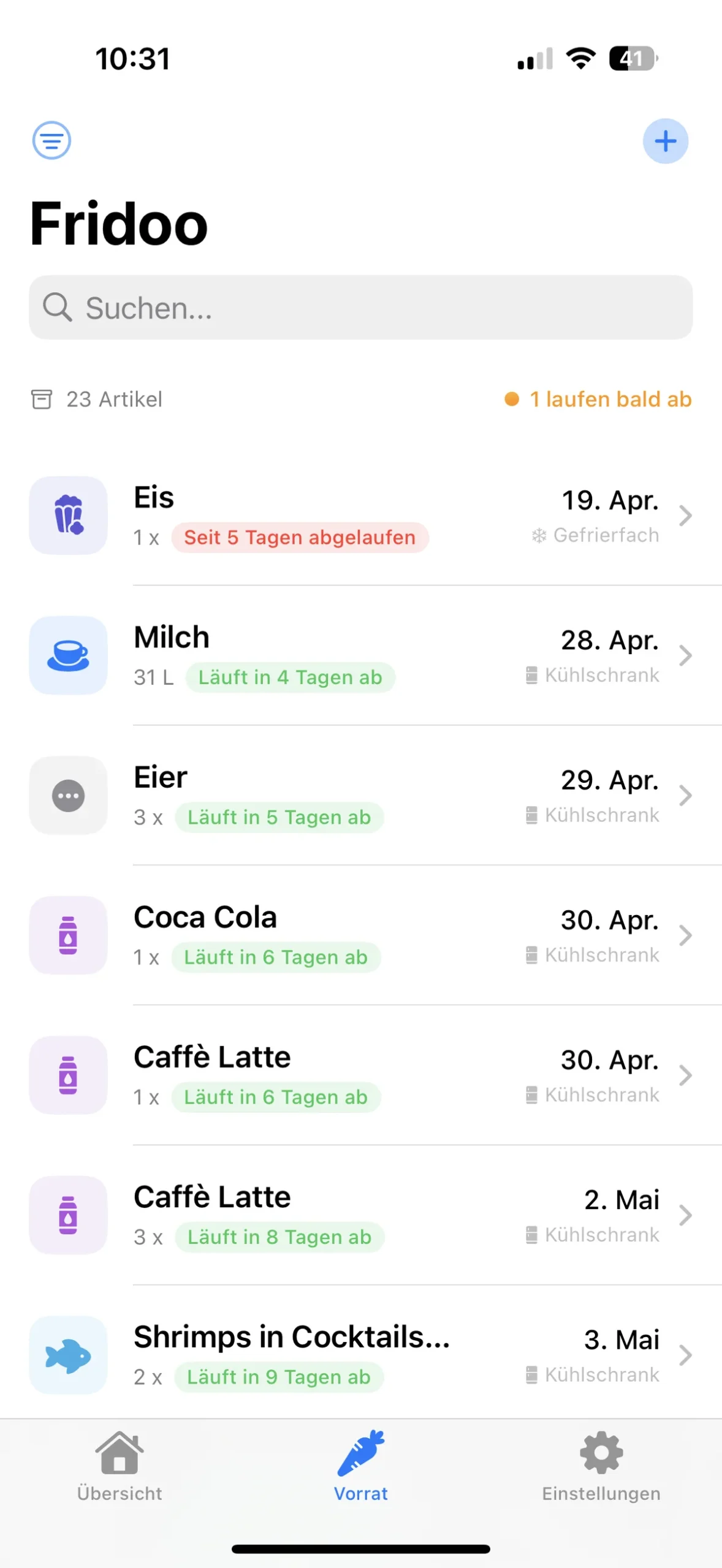 Fridoo Barcode-Scan eines Produkts