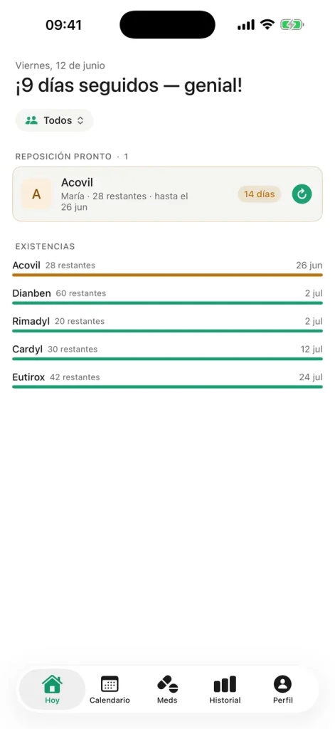 Dosara – Vista de hoy con próximas tomas y progreso
